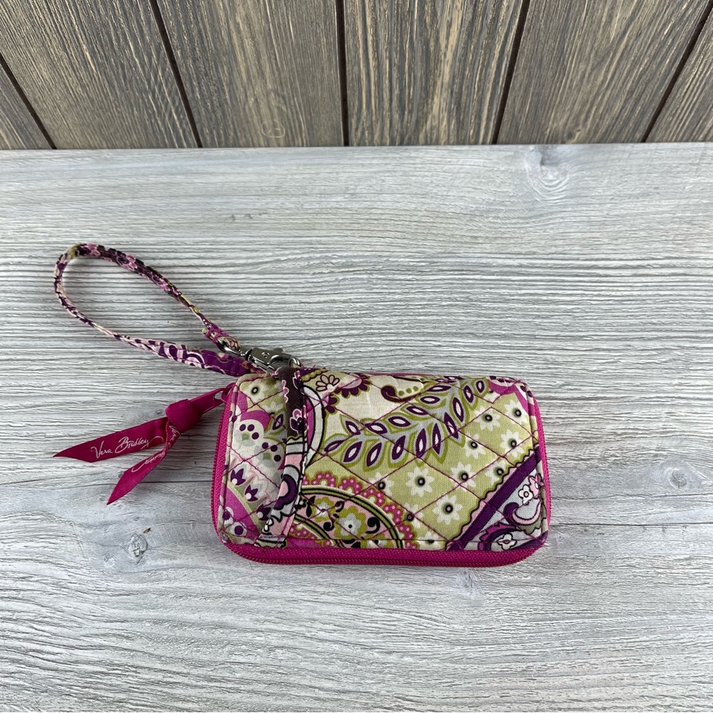 Vera Bradley Retired Very Berry Paisley Wristlet ID Wallet